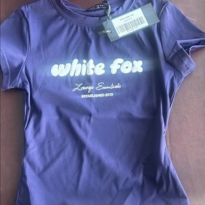 White Fox Boutique Navy Blue Tee with White Logo